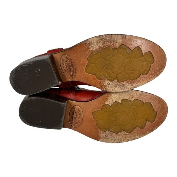 Kork-Ease Katie Red Studded Leather Ankle Booties 8 Western Harness Moto Boho - Picture 9 of 12